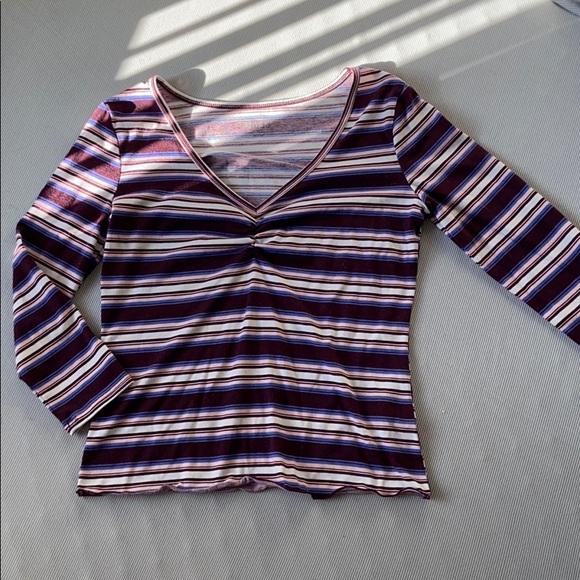 Mudd Burgundy striped long sleeve - Picture 7 of 9
